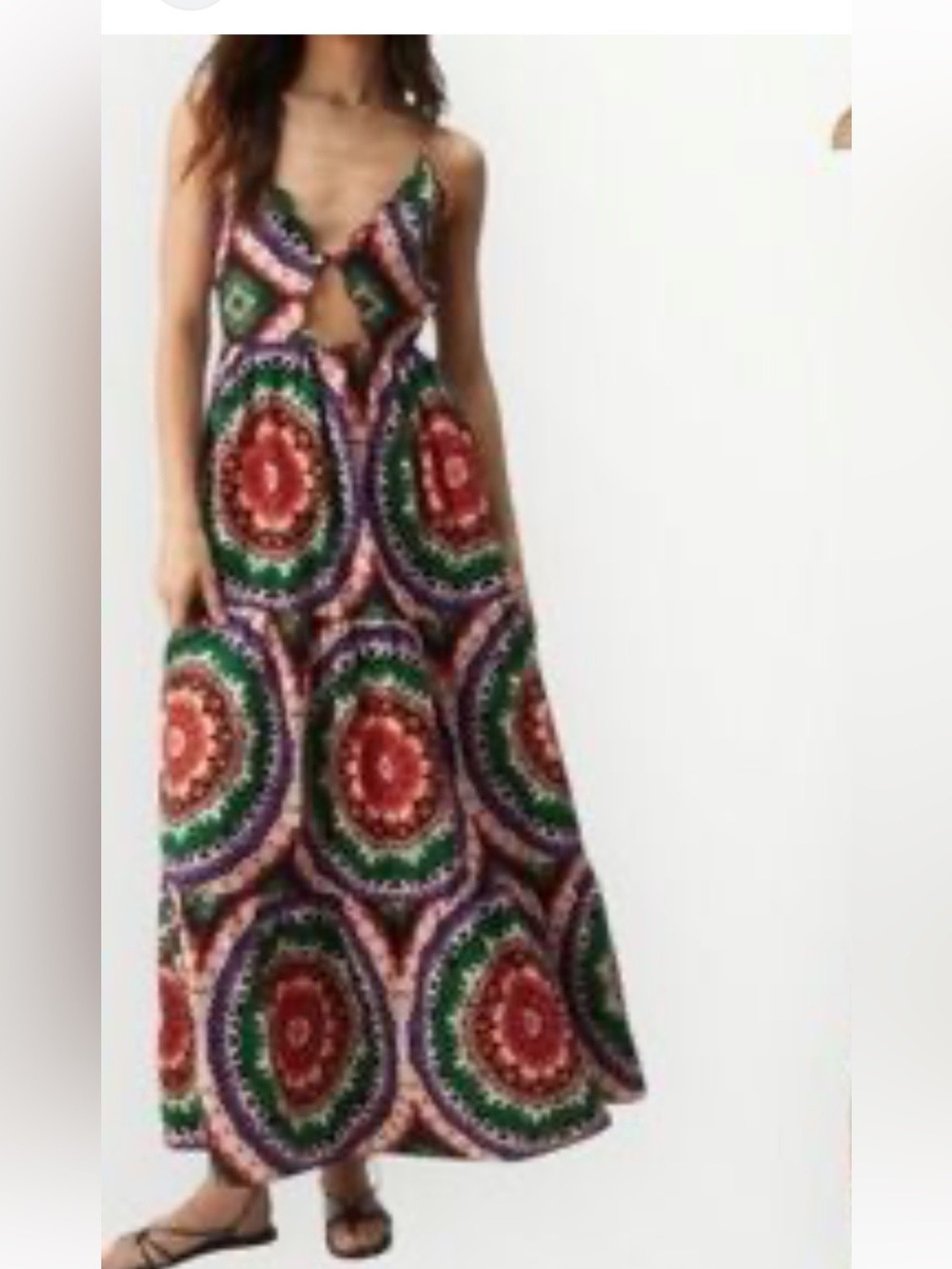 Nasty Gal Multicolor Cutout Maxi Dress with Mandala Circles Sz 4